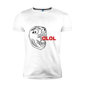 Мужская футболка премиум с принтом OLOLO в Кировске, 92% хлопок, 8% лайкра | приталенный силуэт, круглый вырез ворота, длина до линии бедра, короткий рукав | интернет мемы | интернет приколы | кричащая рожа | мемы | мемы интернета | ололо | ололошка | рожа