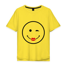 Мужская футболка хлопок Oversize с принтом Смайл девчачий в Кировске, 100% хлопок | свободный крой, круглый ворот, “спинка” длиннее передней части | smile | девушка | для девушек | смайл | смайлик | улыбка
