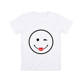 Детская футболка хлопок с принтом Смайл девчачий в Кировске, 100% хлопок | круглый вырез горловины, полуприлегающий силуэт, длина до линии бедер | smile | девушка | для девушек | смайл | смайлик | улыбка