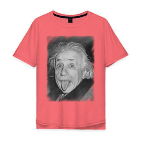 Мужская футболка хлопок Oversize с принтом Энштейн язык в Кировске, 100% хлопок | свободный крой, круглый ворот, “спинка” длиннее передней части | einstein | высунутый язык | знаменитость | знаменитые личности | ученый | физик | эйнштейн | язык