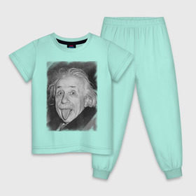 Детская пижама хлопок с принтом Энштейн язык в Кировске, 100% хлопок |  брюки и футболка прямого кроя, без карманов, на брюках мягкая резинка на поясе и по низу штанин
 | einstein | высунутый язык | знаменитость | знаменитые личности | ученый | физик | эйнштейн | язык