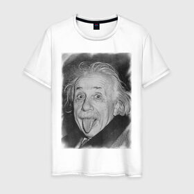 Мужская футболка хлопок с принтом Энштейн язык в Кировске, 100% хлопок | прямой крой, круглый вырез горловины, длина до линии бедер, слегка спущенное плечо. | einstein | высунутый язык | знаменитость | знаменитые личности | ученый | физик | эйнштейн | язык