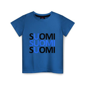 Детская футболка хлопок с принтом Suomi в Кировске, 100% хлопок | круглый вырез горловины, полуприлегающий силуэт, длина до линии бедер | европа | любителям страны тысячи озерфинляндия | скандинавия | страна