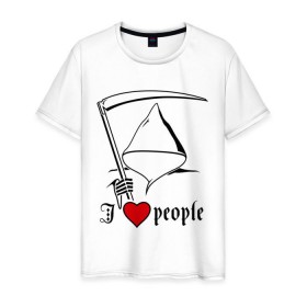 Мужская футболка хлопок с принтом Смерть. I love people в Кировске, 100% хлопок | прямой крой, круглый вырез горловины, длина до линии бедер, слегка спущенное плечо. | Тематика изображения на принте: 