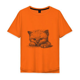 Мужская футболка хлопок Oversize с принтом Самый милый котёнок в Кировске, 100% хлопок | свободный крой, круглый ворот, “спинка” длиннее передней части | домашние животные | кот | котенок | котик | коты | кошка | кошки | милый котенок
