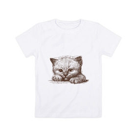 Детская футболка хлопок с принтом Самый милый котёнок в Кировске, 100% хлопок | круглый вырез горловины, полуприлегающий силуэт, длина до линии бедер | домашние животные | кот | котенок | котик | коты | кошка | кошки | милый котенок