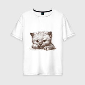Женская футболка хлопок Oversize с принтом Самый милый котёнок в Кировске, 100% хлопок | свободный крой, круглый ворот, спущенный рукав, длина до линии бедер
 | домашние животные | кот | котенок | котик | коты | кошка | кошки | милый котенок