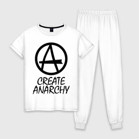 Женская пижама хлопок с принтом Create anarchy в Кировске, 100% хлопок | брюки и футболка прямого кроя, без карманов, на брюках мягкая резинка на поясе и по низу штанин | heavy metal | metal | muse | pank | punk | rock | trash metal | альтернатива | анархия | квартет | лица | метал | панк | рок | рок группа | рок группы | трэш метал | хеви метал