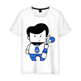 Мужская футболка хлопок с принтом Парочка (мальчик) в Кировске, 100% хлопок | прямой крой, круглый вырез горловины, длина до линии бедер, слегка спущенное плечо. | 