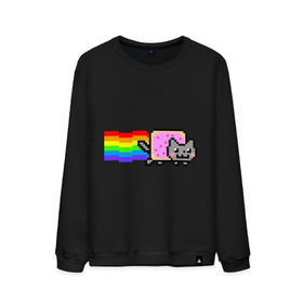 Мужской свитшот хлопок с принтом Nyan Cat в Кировске, 100% хлопок |  | nyan cat | интернет приколы | кошка | нян кэт