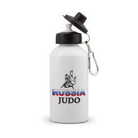 Бутылка спортивная с принтом Russia judo в Кировске, металл | емкость — 500 мл, в комплекте две пластиковые крышки и карабин для крепления | дзюдо
