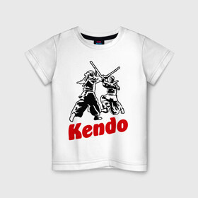 Детская футболка хлопок с принтом Кендо фектование в Кировске, 100% хлопок | круглый вырез горловины, полуприлегающий силуэт, длина до линии бедер | kendo | russia | борьба | восточные | единоборства | самурай | самурайский | синай | спорт | фехтование