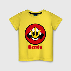 Детская футболка хлопок с принтом Кендо эмблема в Кировске, 100% хлопок | круглый вырез горловины, полуприлегающий силуэт, длина до линии бедер | kendo | russia | борьба | восточные | единоборства | самурайский | спорт | фехтование