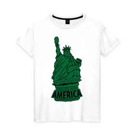 Женская футболка хлопок с принтом Америка (America) Толстая статуя свободы в Кировске, 100% хлопок | прямой крой, круглый вырез горловины, длина до линии бедер, слегка спущенное плечо | new york | жирная | лишний вес | нью йорк | толстуха