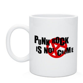 Кружка с принтом PUNK ROCK IS NOT A CRIME в Кировске, керамика | объем — 330 мл, диаметр — 80 мм. Принт наносится на бока кружки, можно сделать два разных изображения | is not a crime | punk | punk rock | rock | анархизм | анархия | знак анархии | панк | панк рок | панк рок это не криминал | рок