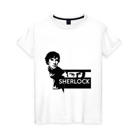 Женская футболка хлопок с принтом T-shirt Sherlock в Кировске, 100% хлопок | прямой крой, круглый вырез горловины, длина до линии бедер, слегка спущенное плечо | holmes | holms | sherlock | sherlok | vatson | ватсон | сериал | холмс | шерлок | шерлок холмс