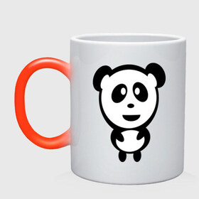 Кружка хамелеон с принтом Милая панда в Кировске, керамика | меняет цвет при нагревании, емкость 330 мл | panda | животное | зверушка | зверь | медведь | медвежонок | мишка | мишутка