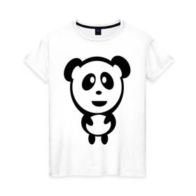 Женская футболка хлопок с принтом Милая панда в Кировске, 100% хлопок | прямой крой, круглый вырез горловины, длина до линии бедер, слегка спущенное плечо | panda | животное | зверушка | зверь | медведь | медвежонок | мишка | мишутка