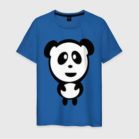 Мужская футболка хлопок с принтом Милая панда в Кировске, 100% хлопок | прямой крой, круглый вырез горловины, длина до линии бедер, слегка спущенное плечо. | panda | животное | зверушка | зверь | медведь | медвежонок | мишка | мишутка