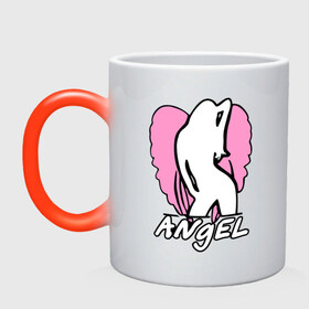 Кружка хамелеон с принтом Angel girl pink в Кировске, керамика | меняет цвет при нагревании, емкость 330 мл | 