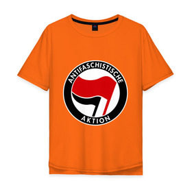 Мужская футболка хлопок Oversize с принтом Antifa (1) в Кировске, 100% хлопок | свободный крой, круглый ворот, “спинка” длиннее передней части | antifa | антифа | антифашизм | антифашистское движение | знак антифа | против фашизма | фашизм