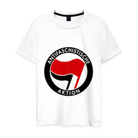 Мужская футболка хлопок с принтом Antifa (1) в Кировске, 100% хлопок | прямой крой, круглый вырез горловины, длина до линии бедер, слегка спущенное плечо. | antifa | антифа | антифашизм | антифашистское движение | знак антифа | против фашизма | фашизм
