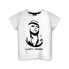 Детская футболка хлопок с принтом Gaga в Кировске, 100% хлопок | круглый вырез горловины, полуприлегающий силуэт, длина до линии бедер | Тематика изображения на принте: lady gaga | гага | леди gaga | леди гага | лицо леди gaga | лицо леди гага | образ леди гага