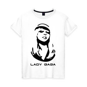 Женская футболка хлопок с принтом Gaga в Кировске, 100% хлопок | прямой крой, круглый вырез горловины, длина до линии бедер, слегка спущенное плечо | lady gaga | гага | леди gaga | леди гага | лицо леди gaga | лицо леди гага | образ леди гага