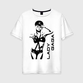 Женская футболка хлопок Oversize с принтом Lady Gaga (1) в Кировске, 100% хлопок | свободный крой, круглый ворот, спущенный рукав, длина до линии бедер
 | Тематика изображения на принте: lady gaga | гага | леди gaga | леди гага | лицо леди gaga | лицо леди гага | образ леди гага