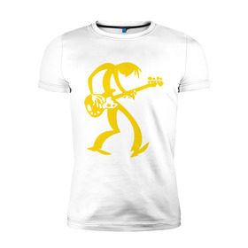 Мужская футболка премиум с принтом Басист в Кировске, 92% хлопок, 8% лайкра | приталенный силуэт, круглый вырез ворота, длина до линии бедра, короткий рукав | гитара