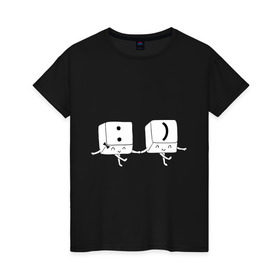 Женская футболка хлопок с принтом Клавиши в Кировске, 100% хлопок | прямой крой, круглый вырез горловины, длина до линии бедер, слегка спущенное плечо | smile | клавиши | позитив | смайл | смайлы | улыбка
