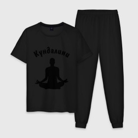 Мужская пижама хлопок с принтом Кундалини йога в Кировске, 100% хлопок | брюки и футболка прямого кроя, без карманов, на брюках мягкая резинка на поясе и по низу штанин
 | йога | кундалини | кундалини йога | медитация | силуэт