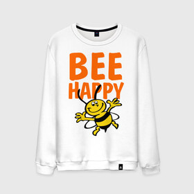 Мужской свитшот хлопок с принтом BeeHappy в Кировске, 100% хлопок |  | Тематика изображения на принте: веселая | насекомое | настроение | позитив | пчела | пчелка | счастливый | счастье | эмоции