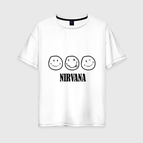Женская футболка хлопок Oversize с принтом Nirvana(2) в Кировске, 100% хлопок | свободный крой, круглый ворот, спущенный рукав, длина до линии бедер
 | nirvana | rock | нирвана | ребенок | рок | символика nirvana | символика нирвана