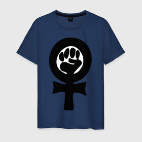 Мужская футболка хлопок с принтом эмблема феминизма в Кировске, 100% хлопок | прямой крой, круглый вырез горловины, длина до линии бедер, слегка спущенное плечо. | женщины | кулак | мужчины | отношения | феминистка