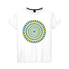 Женская футболка хлопок с принтом Психоделика полноцвет в Кировске, 100% хлопок | прямой крой, круглый вырез горловины, длина до линии бедер, слегка спущенное плечо | гипноз | гипнотические | круг | оптическая иллюзия