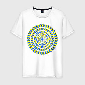 Мужская футболка хлопок с принтом Психоделика полноцвет в Кировске, 100% хлопок | прямой крой, круглый вырез горловины, длина до линии бедер, слегка спущенное плечо. | гипноз | гипнотические | круг | оптическая иллюзия