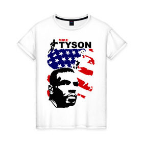 Женская футболка хлопок с принтом боксер Mike Tyson в Кировске, 100% хлопок | прямой крой, круглый вырез горловины, длина до линии бедер, слегка спущенное плечо | boxing