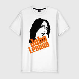Мужская футболка премиум с принтом Джон Леннон (John Lennon) в Кировске, 92% хлопок, 8% лайкра | приталенный силуэт, круглый вырез ворота, длина до линии бедра, короткий рукав | beatles | john lennon | the beatles | битлз | битлы | джон леннон | джон ленон | леннон | ленон | портрет