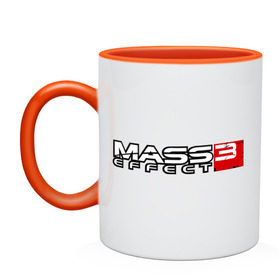 Кружка двухцветная с принтом Mass Effect 3 в Кировске, керамика | объем — 330 мл, диаметр — 80 мм. Цветная ручка и кайма сверху, в некоторых цветах — вся внутренняя часть | игры | компьютерная игра