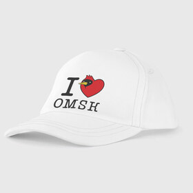 Детская бейсболка с принтом I love Omsk (Я люблю Омск) в Кировске, 100% хлопок | классический козырек, металлическая застежка-регулятор размера | i love omsk | город | омич | омская птица | птица | я люблю омск