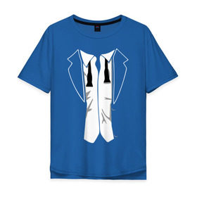 Мужская футболка хлопок Oversize с принтом Костюм с развязанной бабочкой в Кировске, 100% хлопок | свободный крой, круглый ворот, “спинка” длиннее передней части | Тематика изображения на принте: бабочка | смокинг