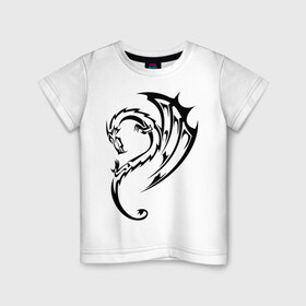 Детская футболка хлопок с принтом тату-дракон3 в Кировске, 100% хлопок | круглый вырез горловины, полуприлегающий силуэт, длина до линии бедер | dragon | tatu | дракон | тату | черный дракон