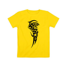 Детская футболка хлопок с принтом тату-дракон4 в Кировске, 100% хлопок | круглый вырез горловины, полуприлегающий силуэт, длина до линии бедер | dragon | tatu | дракон | тату | черный дракон