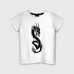 Детская футболка хлопок с принтом тату-дракон5 в Кировске, 100% хлопок | круглый вырез горловины, полуприлегающий силуэт, длина до линии бедер | dragon | tatu | дракон | тату | черный дракон