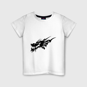 Детская футболка хлопок с принтом тату-дракон6 в Кировске, 100% хлопок | круглый вырез горловины, полуприлегающий силуэт, длина до линии бедер | dragon | tatu | дракон | тату | черный дракон