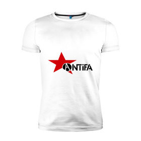 Мужская футболка премиум с принтом Antifa (4) в Кировске, 92% хлопок, 8% лайкра | приталенный силуэт, круглый вырез ворота, длина до линии бедра, короткий рукав | антифа | антифашизм | звезда | организация | политическая