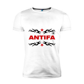 Мужская футболка премиум с принтом Antifa (5) в Кировске, 92% хлопок, 8% лайкра | приталенный силуэт, круглый вырез ворота, длина до линии бедра, короткий рукав | антифа | антифашизм | звезда | организация | политическая