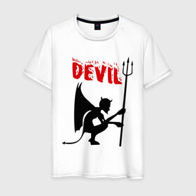 Мужская футболка хлопок с принтом Devil (3) в Кировске, 100% хлопок | прямой крой, круглый вырез горловины, длина до линии бедер, слегка спущенное плечо. | бесенок | демон | дьявол | дьяволенок | монстрик | чертик