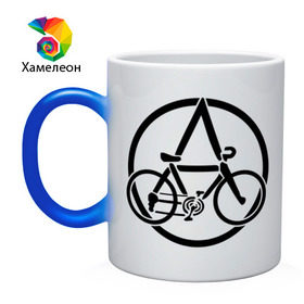 Кружка хамелеон с принтом Anarchy Bike в Кировске, керамика | меняет цвет при нагревании, емкость 330 мл | anarchy | bike | анархизм | анархия | байк | велик | велосипед | велосипед анархия